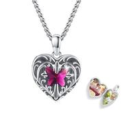 REDSUN heart chain 925 sterling silver butterfly chain crystal heart urn chain for ashesamulett fans gifts for girlfriend woman mother 2