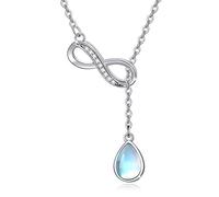 REDSUN Infinity Necklace 925 Sterling Silver Moonstone Necklace Infinity Pendant Rainbow Moonstone Necklaces Infinity Jewellery for Women Girls Gift