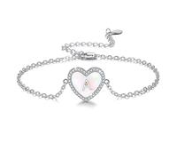 REDSUN Letter A Bracelet 925 Sterling Silver Heart Bracelet Letter Bracelets Cubic Zirconia Adjustable Bracelet Jewellery for Women Girl Ladies