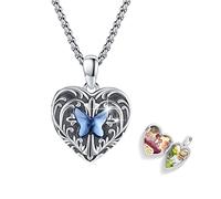 REDSUN Locket Necklace 925 Sterling Silver Compass/Heart/Moonstone/Sun/Hummingbird/Wolf Head Celtic Knot Locket Necklace Personalised Photo Pendant Jewellery for Men Son Boys Women Gifts