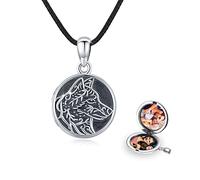 REDSUN Locket Necklace 925 Sterling Silver Compass/Heart/Moonstone/Sun/Hummingbird/Wolf Head Celtic Knot Locket Necklace Personalised Photo Pendant Jewellery for Men Son Boys Women Gifts