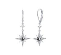 REDSUN Moonstone Earrings 925 Sterling Silver Eight Pointed Star Star / Moonstone Earrings Rainbow Moonstone Jewelry for Girls Mother Daughter Ladies Girlfriend Gift, 22 mm x 16 mm, Sterling Silver