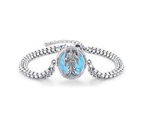 Redsun Saint Raphael Brand 25 sterling silver turquoise amulet bracelet Christian protective neck chain protective patron for men ...