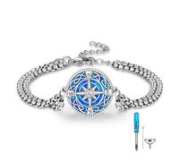REDSUN Urn Bracelet 925 Sterling Silver Dragonfly/Butterfly/Compass/Viking Celtic Knots/Lotus Urn Bracelet for Ash Memorial Keepsake Cremation Fire Burial Jewelry for Women Men, Mittelgroße, Sterling