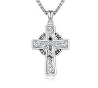 REDSUN Viking Arrow Thor's Hammer Chain 925 Sterling Silver ViKing Cross Hammer Cross Pendant Celtic Pendant Amulet Jewellery for Men Son Boys Women Men Unisex, 33mm x 25mm, Sterling Silver, Cubic