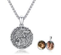 REDSUN wolf medallon Necklace925 sterling silver oxidized wolf photo medallion to open trailer necklace women animal wolf jewelry amulet for men son women boys gifts