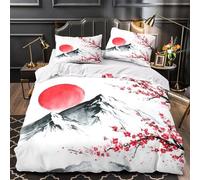 RedSunMountains 3D Print Duvet Cover Set 3pcs Microfibre Lightweight Concealed JapaneseWatercolorStyle Duvet Insert Cover 2 Pillowcases Skin-Friendly Home Decor Kids & Girls Double（200x200cm）
