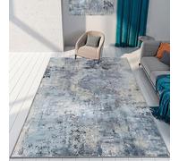 REDTAPISE Rugs Living Room Large, Blue Grey, 200 x 300 cm, Washable Non-Slip Carpet Modern Abstract Design Pattern, Dark Navy, Green-Grey, Chocolate-Brown, Beige Cream White,