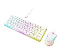 RedThunder 60% Gaming Wired Keyboard and Mouse Combo, Ultra-Compact 61 Keys RGB Backlit Small Keyboard, Lightweight 7200 DPI Optical Mouse, RGB Gaming Set for PC MAC PS5 Xbox Gamer(White Contour Line)