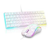 RedThunder 60% RGB Gaming Keyboard and Mouse Combo,UK Layout Ultra Compact Backlit Mini Keyboard, Lightweight 7200 DPI Cellular Optical Mouse, Portable Wired Gaming Set for PC PS5 Game(Contour White)