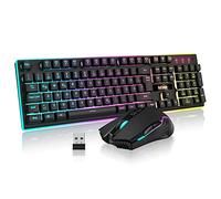 RedThunder K10 Wireless Gaming Keyboard and Mouse Set, QWERTZ DE Layout, 3000 mA Battery Capacity and 3200 DPI for Gamers (Black)