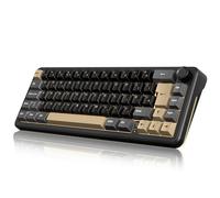 RedThunder K65 60% Wireless Mechanical Gaming Keyboard,Creamy Gasekt-Mounted,Volume Knob,Ultra Compact UK Layout 67 Keys,2.4G/BT/USB-C,RGB Underglow Lighting,Hot swappable Fast Apricot Switch