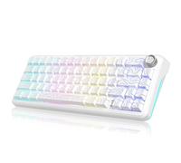 RedThunder K65 60% Wireless Mechanical Gaming Keyboard,Creamy Gasket-Mounted,Volume Knob,US Layout,Keycaps-Side Print,2.4G/BT/USB-C,RGB Underglow Lighting,Hot swappable Fast Apricot Switch for PC Mac