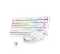 RedThunder K75 75% Wireless Keyboard and Mouse,3-Mode 2.4G/BT/USB-C,US Layout Side-Engraved,Volume Knob,TKL Ultra Compact Design,Optical Gaming Mouse with 4800DPI for PC Mac Xbox (Contour White)