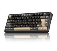 RedThunder K75 75% Wireless Mechanical Gaming Keyboard,Creamy Gasket-Mounted,Volume Knob,UK Layout 81 Keys,2.4G/BT/USB-C,RGB Underglow Lighting,Hot swappable Fast Apricot Switch for PC Mac（Black Gold）