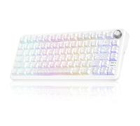 RedThunder K75 75% Wireless Mechanical Gaming Keyboard,Creamy Gasket-Mounted,Volume Knob,US Layout,Keycaps-Side Print,2.4G/BT/USB-C,RGB Underglow Lighting,Hot swappable Fast Apricot Switch for PC Mac