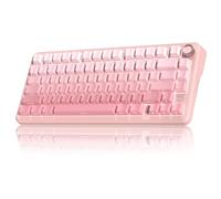 RedThunder K75 75% Wireless Mechanical Gaming Keyboard,Creamy Gasket-Mounted,Volume Knob,US Layout,Keycaps-Side Print,2.4G/BT/USB-C,RGB Underglow Lighting,Hot swappable Fast Apricot Switch for PC Mac