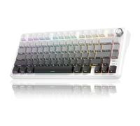 RedThunder K75 75% Wireless Mechanical Gaming Keyboard,Creamy Gasket-Mounted,Volume Knob,US Layout,Keycaps-Side Print,2.4G/BT/USB-C,RGB Underglow Lighting,Hot swappable Fast Apricot Switch for PC Mac