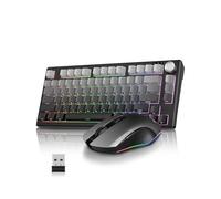 RedThunder K75 75% Wireless Membrane Keyboard and Mouse,3-Mode 2.4G/BT/USB-C,US Layout Side-Engraved,Volume Knob,TKL Ultra Compact Design,Optical Gaming Mouse with 4800DPI for PC Mac (Gradient Gray)