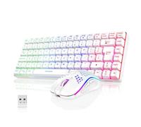 RedThunder K84 75% Wireless Gaming Keyboard and Mouse Rainbow Backlight UK Layout 85 Keys TKL Ultra Compact Mini Design Lightweight Honeycomb Gaming Mouse for PC Mac PS5 Xbox Office Gamers (White)