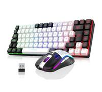 RedThunder K84 75% Wireless Gaming Keyboard and Mouse Rainbow Backlight UK Layout 85 Keys TKL Ultra Compact Mini Design Lightweight Honeycomb Gaming Mouse for PC Mac PS5 Office Gamers (White-Black)