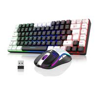 RedThunder K84 75% Wireless Gaming Keyboard and Mouse Rainbow Backlight UK Layout 85 Keys TKL Ultra Compact Mini Design Lightweight Honeycomb Gaming Mouse for PC Mac PS5 Office Gamers (Black-White)