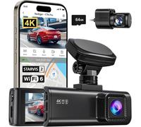 REDTIGER 4K Dash Cam Front and Rear, STARVIS 2 Sensor, 64GB Card Included, 4K/2.5K+1080P Dual Dash Camera for Cars Built-in WiFi GPS, 3.18 Inch IPS Screen, 170° Wide Angle, Parking Monitor (F7N Pro)