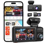 REDTIGER F17 Elite 4K 3 Channel Dash Cam, STARVIS 2 IMX678 & IMX675, 128GB Card, Full Night Color, 4K+2.5K+1080P Front and Rear Inside, Touch Screen, Voice Control, 5GHz WiFi 6, GPS, HDR, Parking Mode