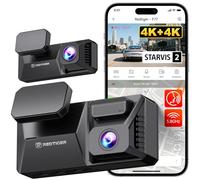 REDTIGER F77 4K+4K HDR Dash Cam Front and Rear, Dual STARVIS 2 IMX678 Sensor, 5.8GHz WiFi Car Camera with 128GB eMMC Storage, Voice Control, 4'' Touch Screen, 24H Parking Mode