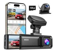 REDTIGER F7N Dash Cam 4K Front and Rear 1080P, 5.8GHz WiFi-20 MB/s Fast Transfer, 2160P/FHD Car Dash Camera with 64GB Card, 3.18" Screen, Smart App Control, Precise GPS, Night Vision, 24H Parking Mode