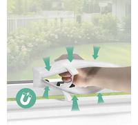 REDTRON DIY Window Screen with Magnetic Opening (1 Piece, White), 150 * 180cm Self-Adhesive Fly Screen for Windows with Magnetic Opening, Adjustable Mosquito Window Net Keep Bugs/Flies Out