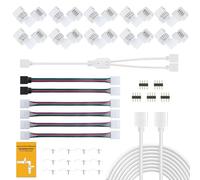 REDTRON Led Strip Connectors Kit, 10mm RGB Led Light Connector Includes 10x L Shape Connectors,2M LED Strip Light Extension Cable,4X Strip to Strip Jumpers,5X 4 Pin Male Connectors