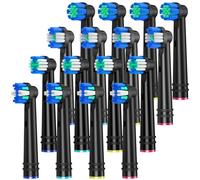 REDTRON Replacement Toothbrush Heads Compatible with Oral B, 16Pcs Electric Toothbrush Heads for Oral B, Works with Floss Action, Sensitive Clean, Precision Clean, 3D Whitening (Black)