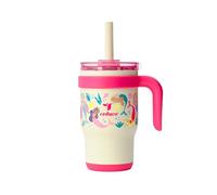 REDUCE 14 Oz Coldee Kids Tumbler with Lid and Straw - Coldee Insulated Travel Mug - Spill-Proof, Sweatproof Stainless Steel, BPA-Free - Includes Handle, Reusable Silicone Straw - Pink Mermaid
