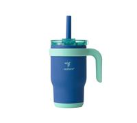 REDUCE 14 Oz Coldee Kids Tumbler with Lid and Straw - Coldee Insulated Travel Mug - Spill-Proof, Sweatproof Stainless Steel, BPA-Free - Includes Handle, Reusable Silicone Straw - Nautical Mist