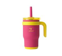 REDUCE 14 Oz Coldee Kids Tumbler with Lid and Straw - Coldee Insulated Travel Mug - Spill-Proof, Sweatproof Stainless Steel, BPA-Free - Includes Handle, Reusable Silicone Straw - Pink Lemonade