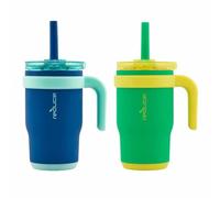 reduce 14oz Coldee Tumbler with Handle for Kids Leakproof Insulated Stainless Steel Mug with Lid & Straw -Spill Proof Chew-Resistant Straw 2 Pack