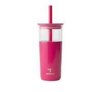 REDUCE Aspen 20 oz Vacuum Insulated Glass Tumbler with Lid & Extra Wide Straw - Keeps Drinks Cold for 12 Hrs - Ideal for Iced Coffee, Smoothies & Boba - Dishwasher Safe, Soft Base - Dragonfruit