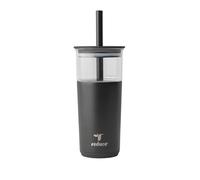 REDUCE Aspen 20 oz Vacuum Insulated Glass Tumbler with Lid & Extra Wide Straw - Keeps Drinks Cold for 12 Hrs - Ideal for Iced Coffee, Smoothies & Boba - Dishwasher Safe, Soft Base - Phantom