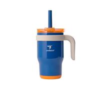 REDUCE Coldee Kids Drinking Cup with Lid and Straw, Insulated Travel Mug, Leakproof, Sweatproof Stainless Steel, BPA Free, Includes Handle, Reusable Silicone Straw, 400 ml