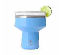 REDUCE Saltini 16oz Margarita Tumbler - Insulated Cocktail Glass with Lid | 360 sippable martini glass alternative, keeps drinks cold for 10 hours, Oahu Blue, saltable splash-proof lid,cocktail tumbler