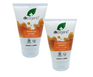 REDUCED Dr Organic Manuka Honey Hand & Nail and Foot & Heel Cream Care Bundle