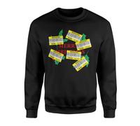 Reduced Sticker Christmas Jumper Sweatshirt - Novelty Funny Fun Joke Marked Down Discounted Festive Merry Xmas Eve Crimbo Work Office Party Presents Gifts (3XL, Black Prime)
