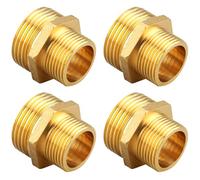 Reducer 3/4 to 1/2 Inch Adapter, Reducing Nipple Brass Double Nipple, Male Thread Reducer, Suitable for Drinking Water, Adapter for Water Pipes, Pack of 4