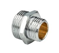 Reducing Nipple Double Nipple Chrome-Plated Brass 3/8 Inch Male Thread x 3/4 Inch Male Thread