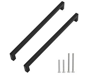 Redunest Cabinet Handles, Matt Black, Square Drawer Pulls, 320 mm Center-to-Center Distance, Stainless Steel, for Kitchen Door, Cupboard, Cabinet Handles, Black Drawer Pulls, 30 Pieces