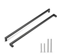 Redunest Cabinet Knobs, Square, 18", Stainless Steel, 18" Center to Center Hole Distance, Kitchen, Cupboard, Door, Matt Black, 2 Pieces