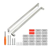 Redunest Cabinet Pulls Brushed Nickel Cabinet Handles 10 Pack 15 Inch Square Drawer Pulls and 10 Pack Cabinet Magnetic Catch, Stainless Steel Kitchen Door Cupboard Cabinet Handles, 384mm Hole Centers