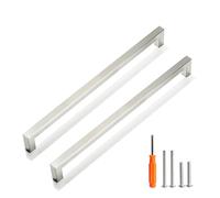 Redunest Cabinet Pulls Brushed Nickel Cabinet Handles Square Drawer Pulls, 10 Pack 11-1/3 Inch Stainless Steel Kitchen Door Cupboard Cabinet Handles, Cabinet Hardware Handles, 288mm Hole Centers