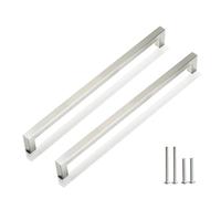 Redunest Cabinet Pulls Brushed Nickel Cabinet Handles Square Drawer Pulls, 2 Pack 12-3/5 Inch Stainless Steel Kitchen Door Cupboard Cabinet Handles, Cabinet Hardware Drawer Handles, 320mm Hole Centers